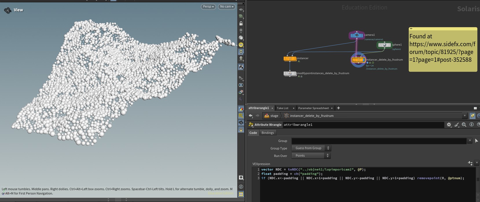 Cull by USD camera frustum in Solaris